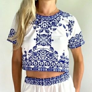 Blue and White Crop Top 💙